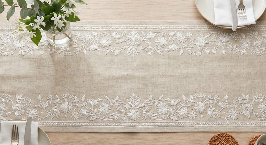 Embroidered Table Runner — detail view