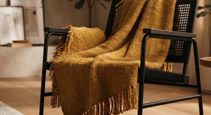 Hemp Cotton Throw — detail view
