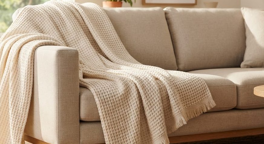 Waffle Throw Blanket — detail view